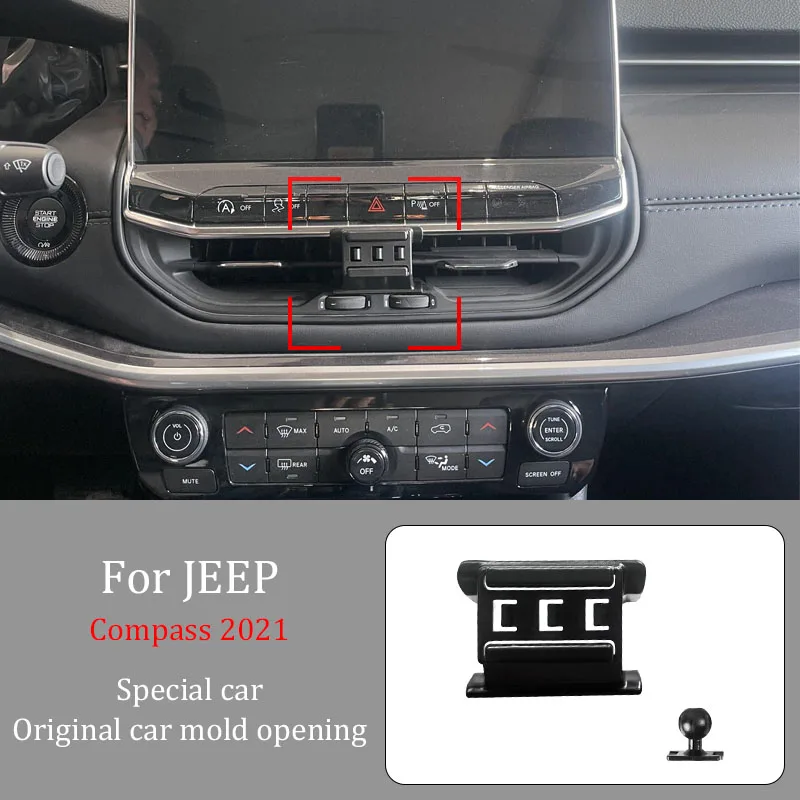 

Автомобильный держатель телефона для JEEP Compsaa 2021, беспроводное зарядное устройство с автоматическим зажимом 360° ° Вращающийся навигационный кронштейн