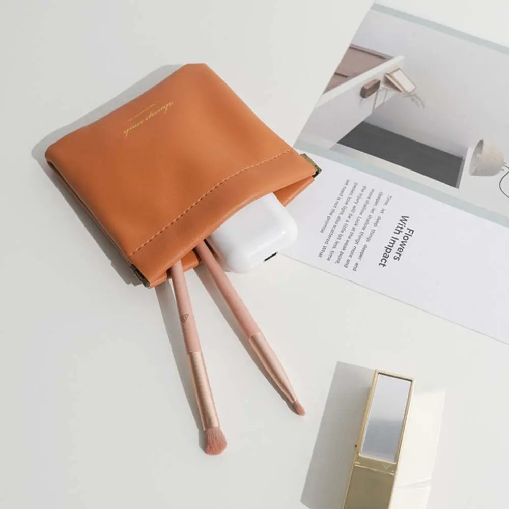 PU Leather Lipstick Storage Bag Ins style Earphone Protective Sleeve Cosmetic Bag Mini Earphone Bag Small Coin purse
