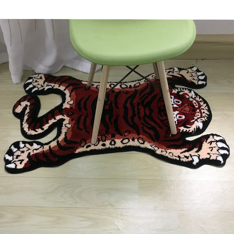 Tigers Shape Carpet Soft Fluffy Irregular Printed Tiger Rug Room Decor Floor Mat  Absorbent Non-slip Bathroom Doormat