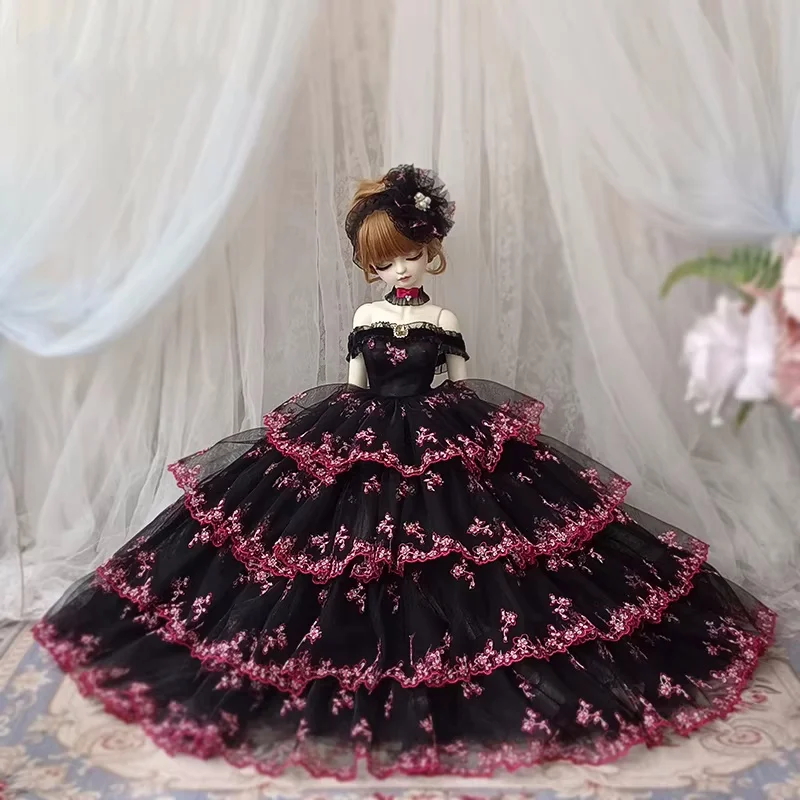 As roupas de boneca bjd são adequadas para acessórios de boneca de roupas de bolo preto tamanho 1/3 e 1/4