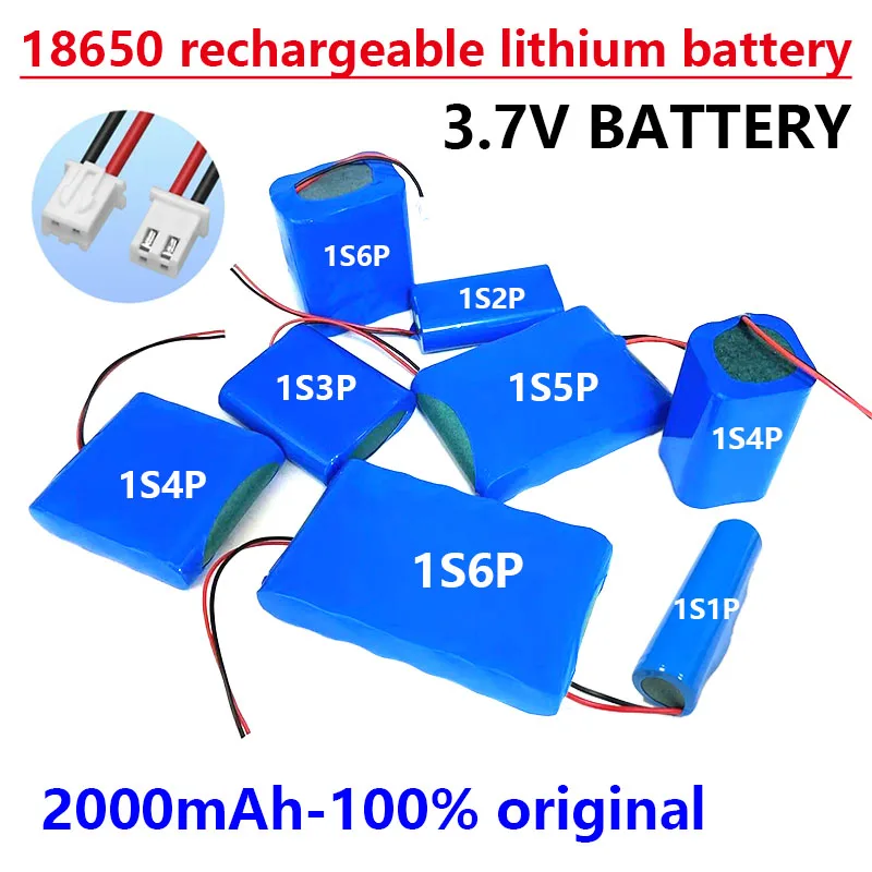 

3.7V 18650 Lithium Battery 1S Rechargeable Battery 2000mAh Built-in PCB with XH2.54-2 Pin Connector for Remote Control Toy Car