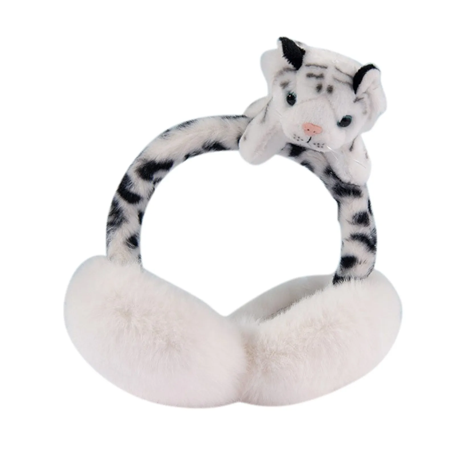 Orejera de tigre de dibujos animados para adultos, Mini orejera plegable de felpa con forma de tigre de peluche, calentador de orejas lindo, orejera Kawaii Unisex, regalo de invierno