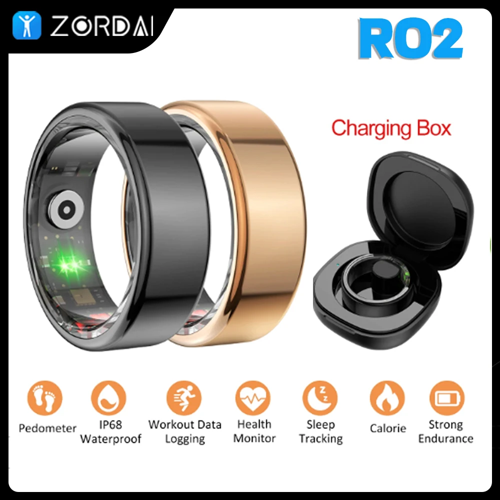 Zordai R02/R06 Smart Ring Military Grade Titanium Steel Shell For XIAOMI Health Monitoring IP68 3ATM Waterproof Multi-sport Mode