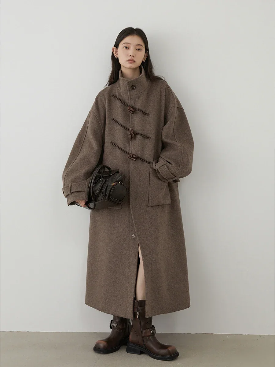 CHIC VEN Women Woolen Coats Fashion Retro Design Button Loose Long Overcoat Korean Female Clothing Autumn Winter New 2026