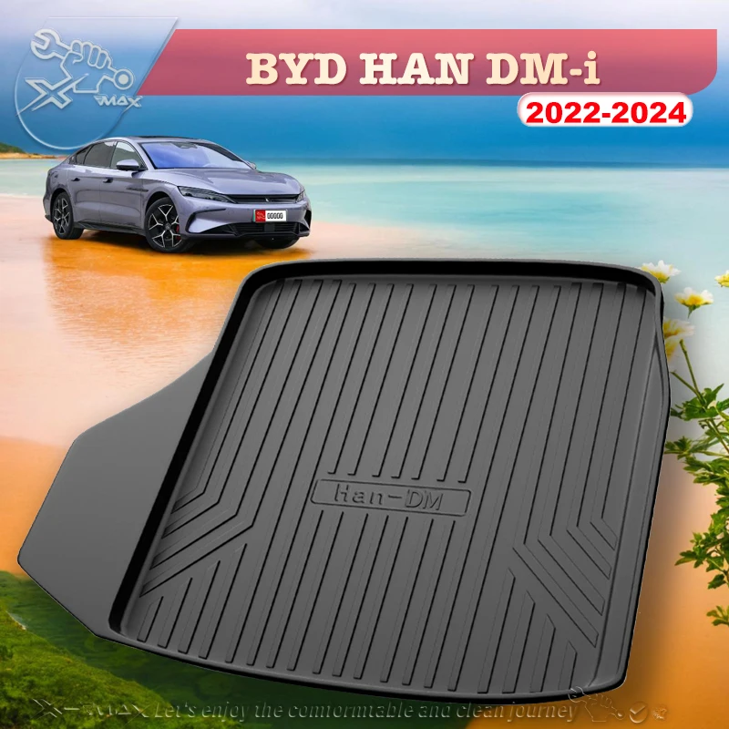 

For BYD HAN DM-i 2022-2024 Fit Car Trunk Mat All Season Black Cargo Mat 3D Shaped Laser Measured Trunk Liners