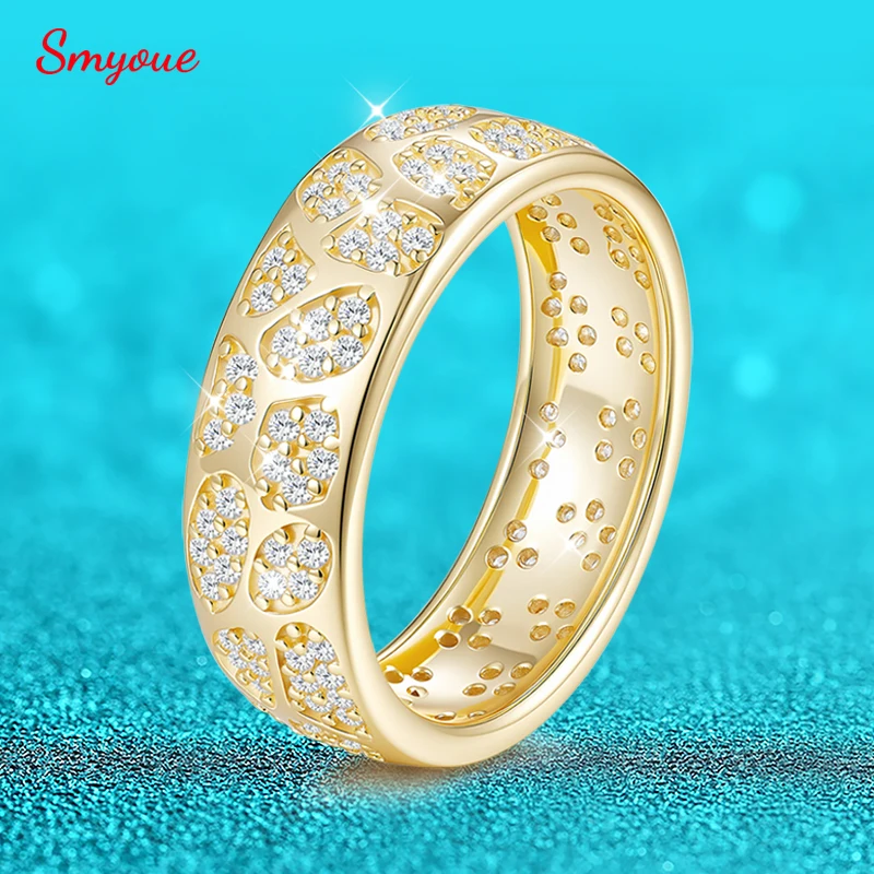 

Сертифицированные кольца Smyoue с муассанитом шириной 7 мм для женщин и мужчин, сверкающие, полностью инкрустированные бриллиантами, свадебный подарок, ювелирные изделия из стерлингового серебра 925 пробы