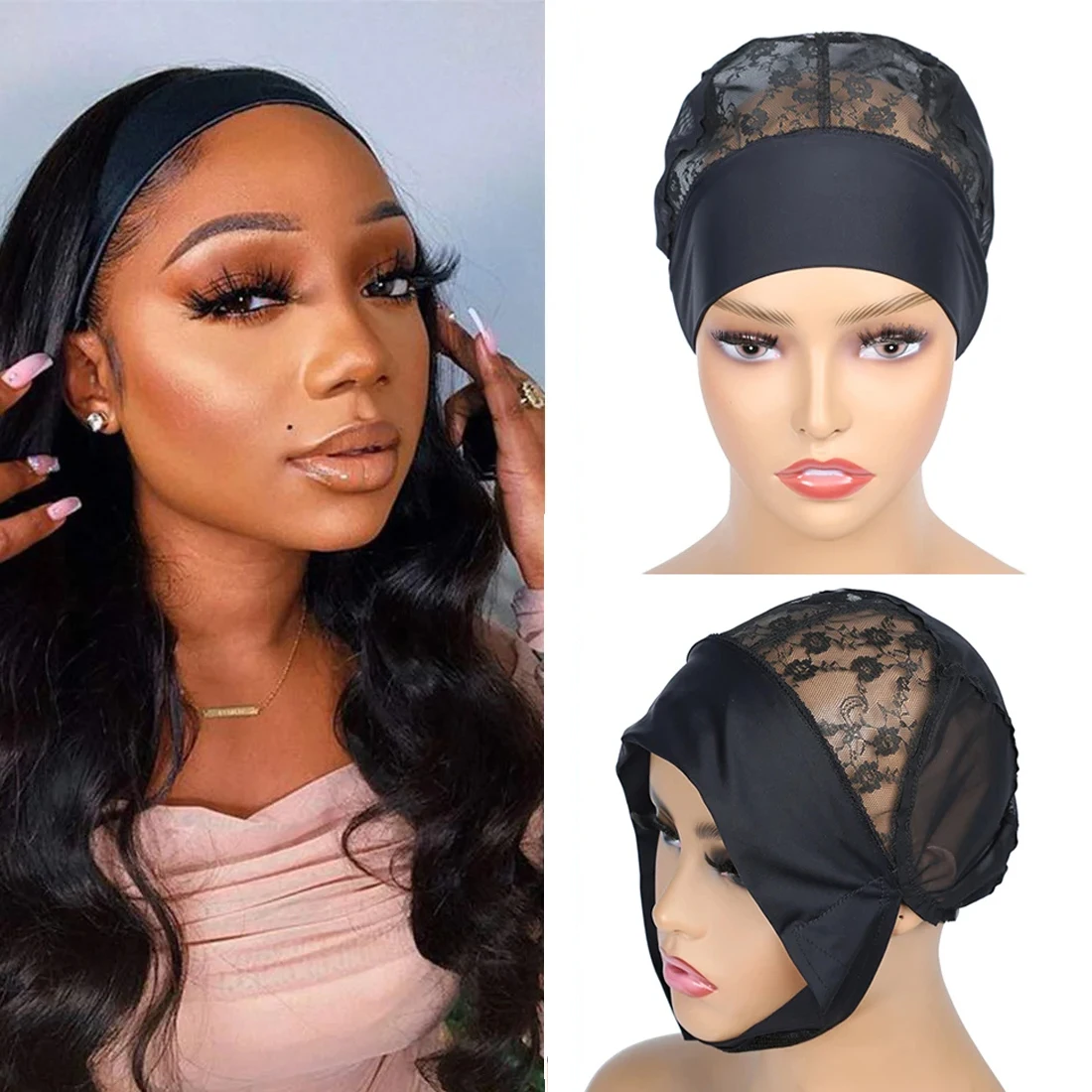 

Wig Cap for Making Wigs With Adjustable Straps On The Back Braided Cap Glue-Less Wig Cap High Quality Hairnet,Lined Braided Cap
