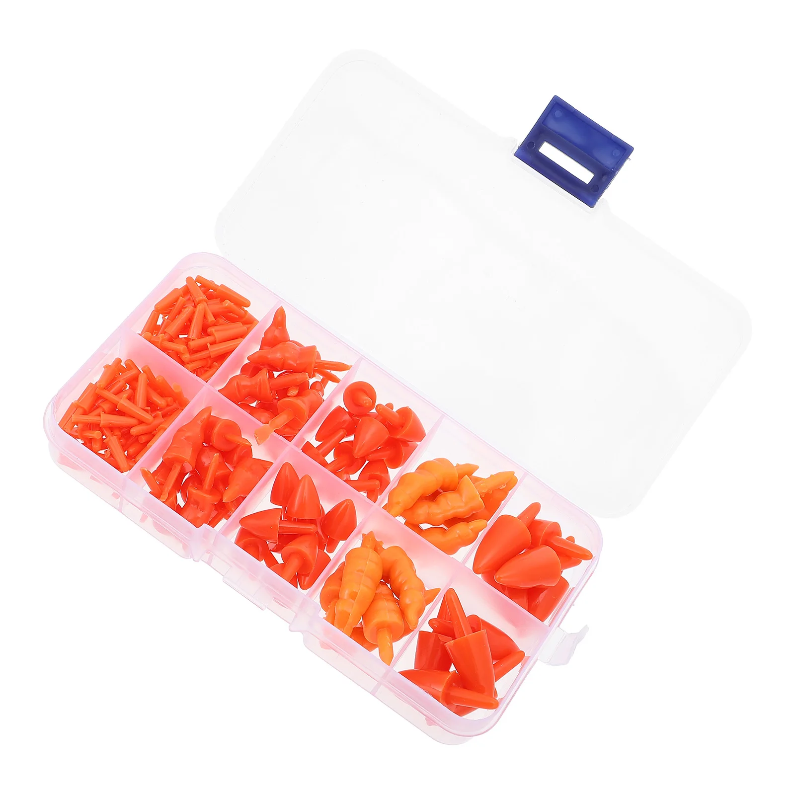 

160 Pcs Snowman Nose DIY Material Box Christmas Decorations Tiny Figurines Mini Attachments Small Plastic Kits for Crafts