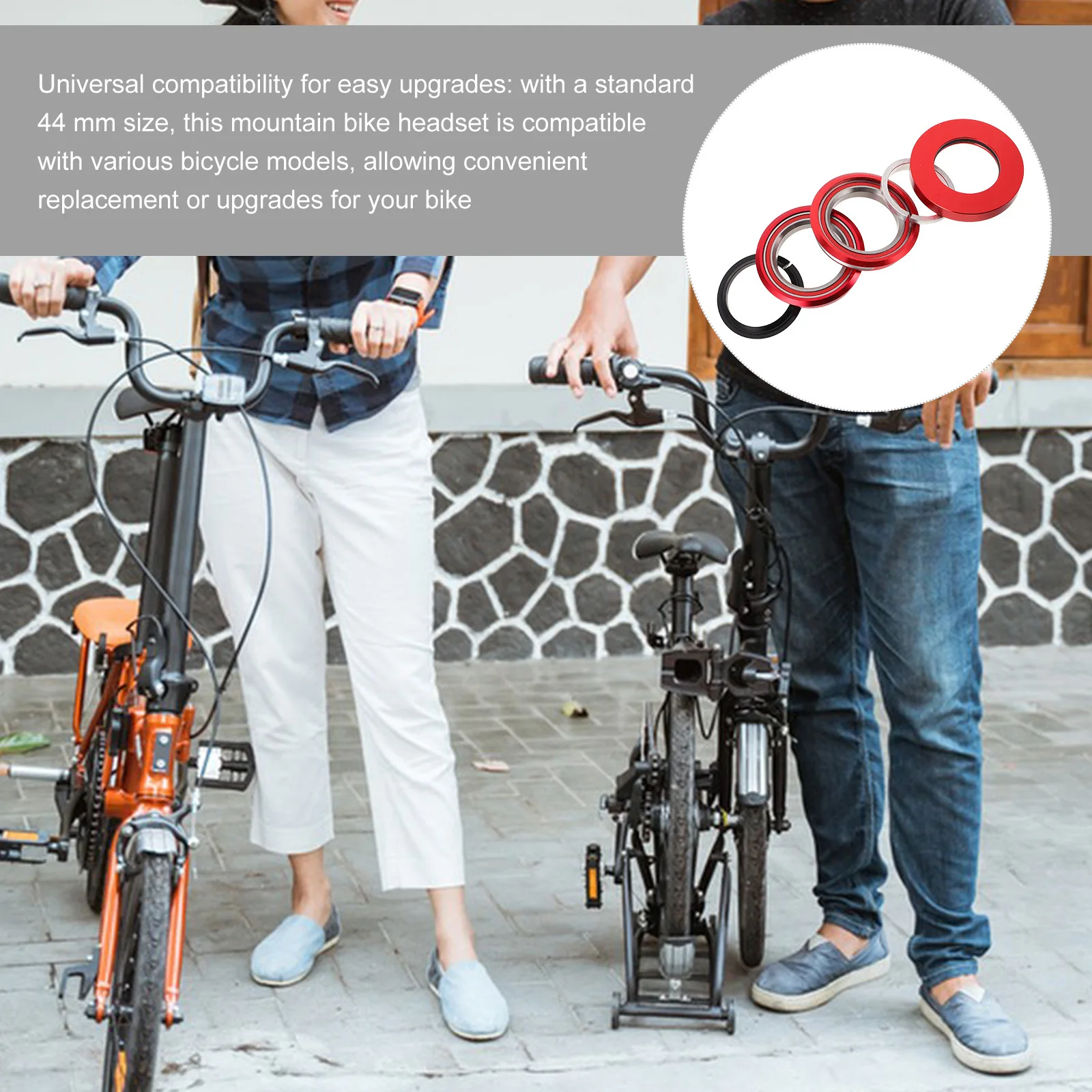 

Folding Bike Headset 44Mm Aluminum Alloy Threadless Sealed Bearing Steering System Smooth Waterproof Shockproof for Mountain