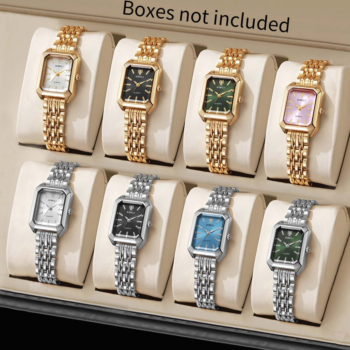 8pcs/set Women's Gift Watch Classic Business Style Women's Luxury Simple Dial Quartz Watch Combination Set (Box Not Included)