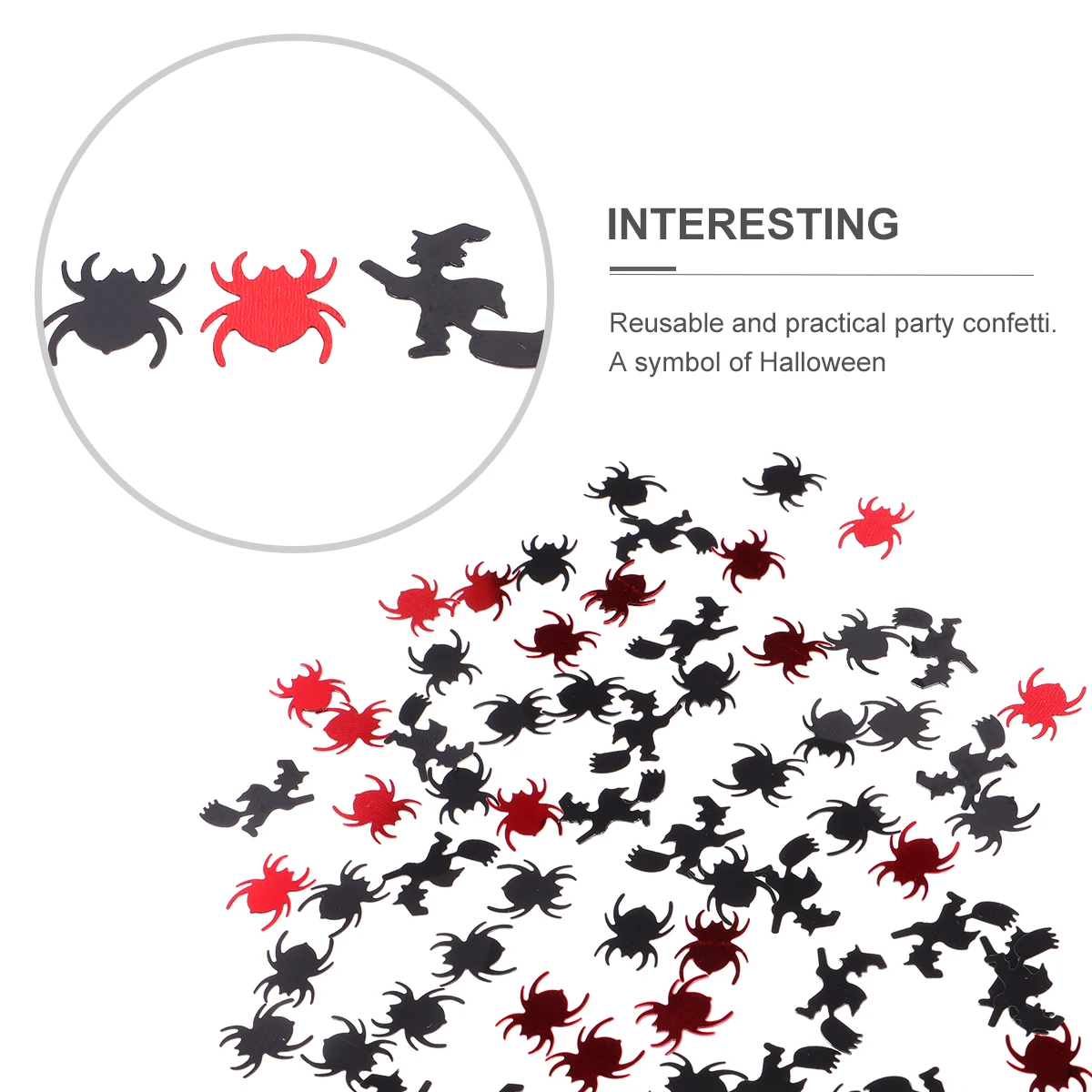 

3 set 3 Sets Plastic Halloween Witch Spider Confetti Reusable Party Decoration Holiday Supplies Festival Home Table Adornments