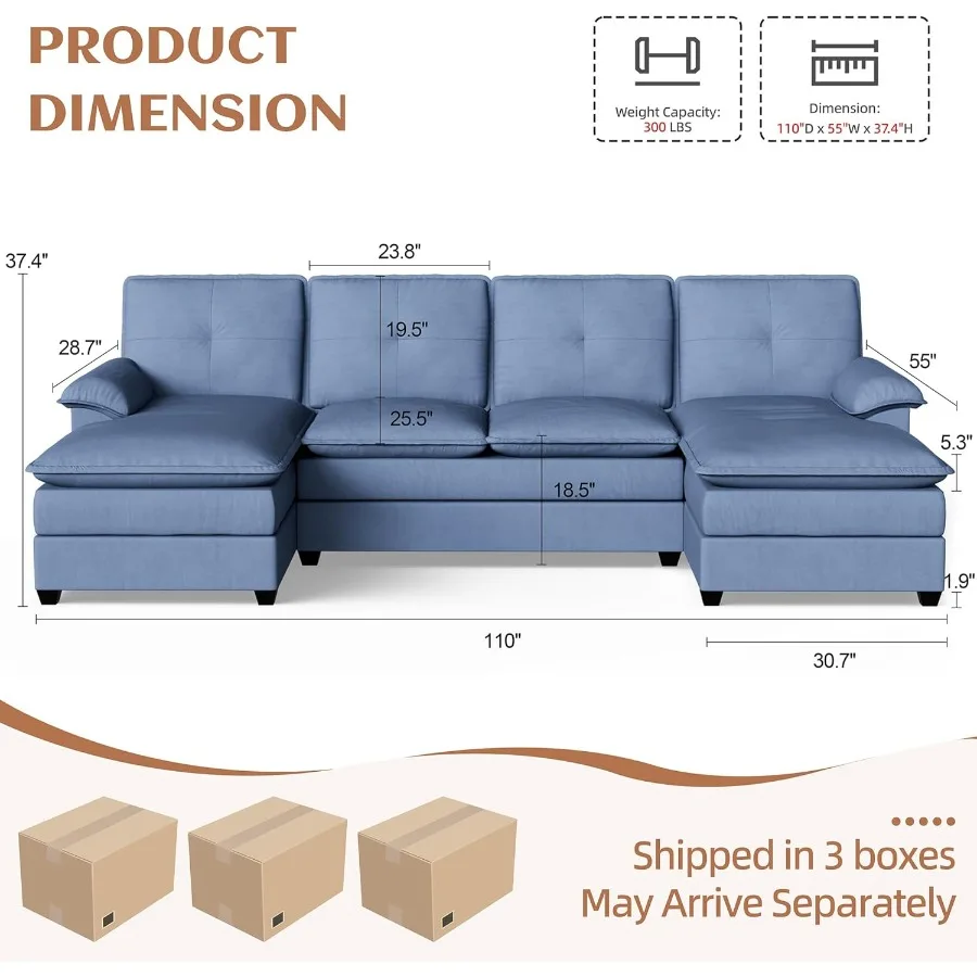 أرائك Sectiol لغرفة المعيشة أريكة سحابة مريحة مع كرسي 110 أريكة مفتوحة 4 مقاعد أريكة وحدات أريكة مقطعية كبيرة مع Ottoma