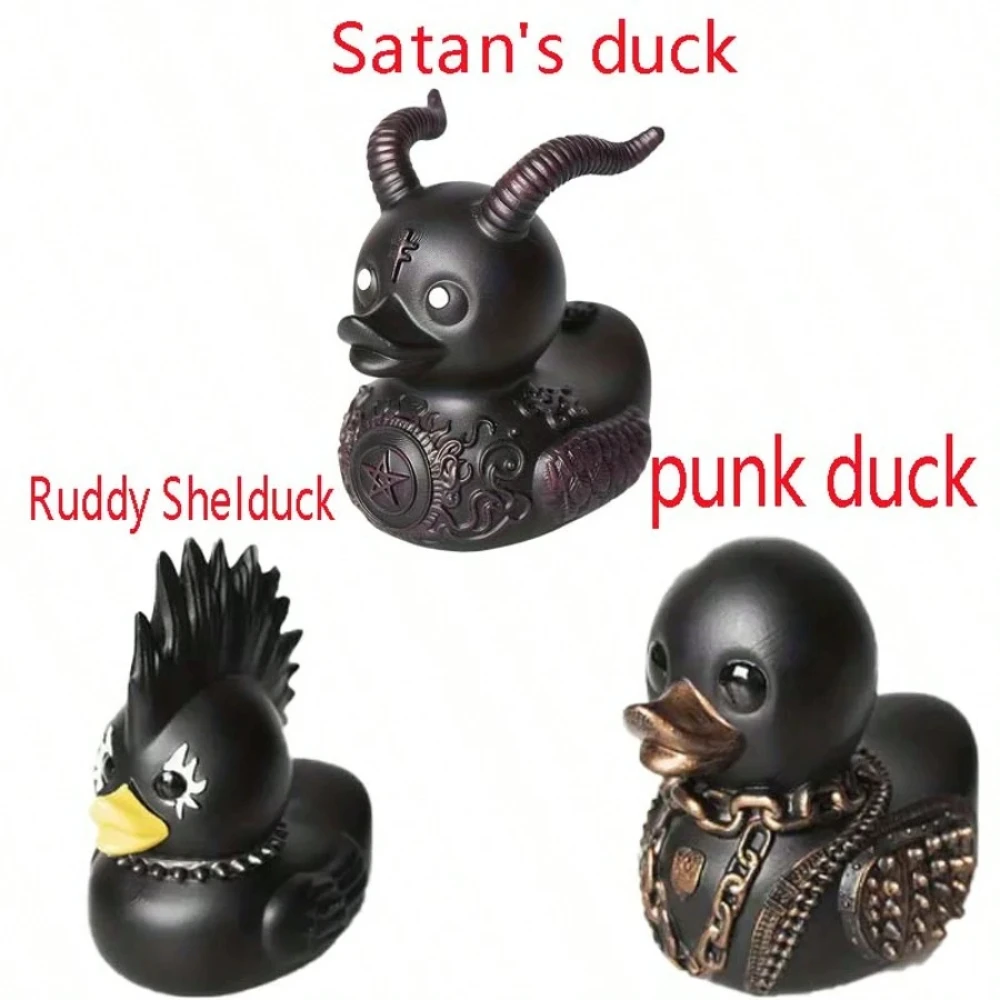 Punk Rock Duck Resin Statue, Gothic Halloween Decor, Creepy Goth Home Ornament, Animal Sculpture, Funny Best Friend Gift for Men