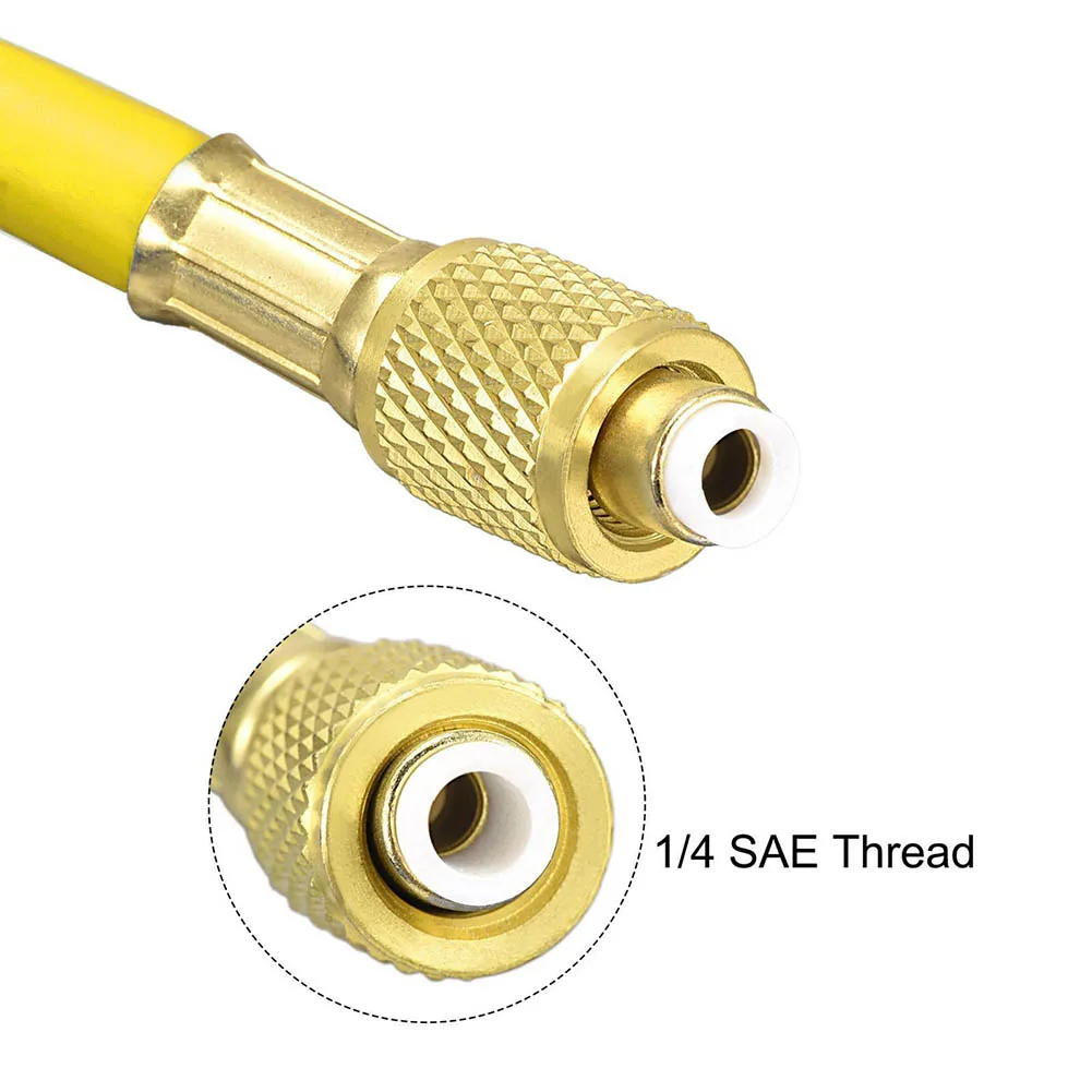 1 4 SAE Charging Hose Flexible Rubber Hose Wear-resistant Yellow 1 4 SAE Thread 800 PSI Working Pressure 800Psi
