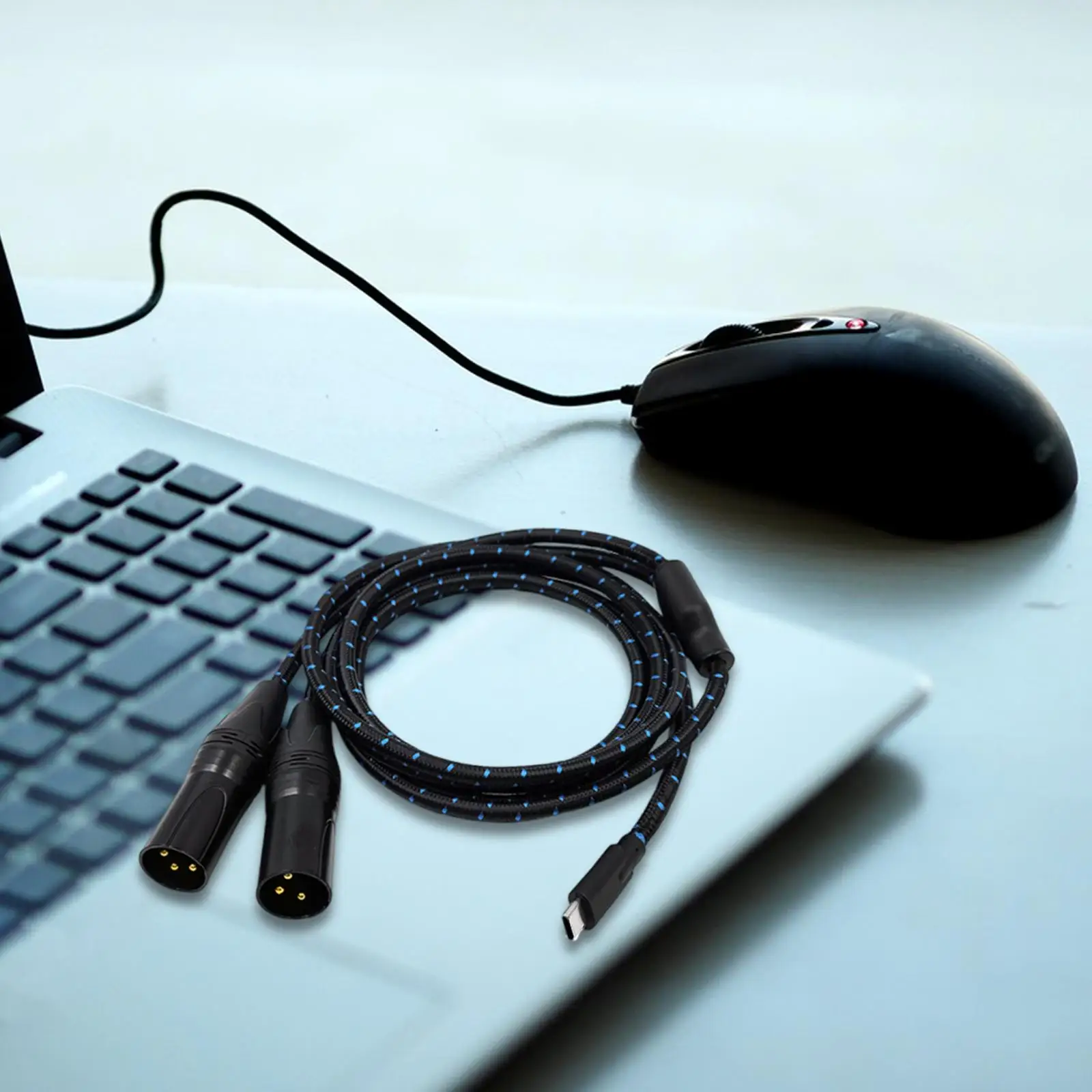 Cable macho tipo C a 2 XLR de 2 m/ 6,6 pies para conectar computadoras portátiles de teléfonos móviles