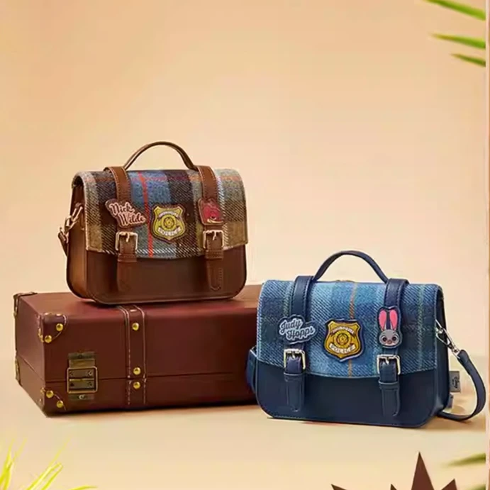 

Genuine Zootopia Cross Body Plaid Style Nick Judy Cute Cartoon Decoration Portable Tote Commuter Bag