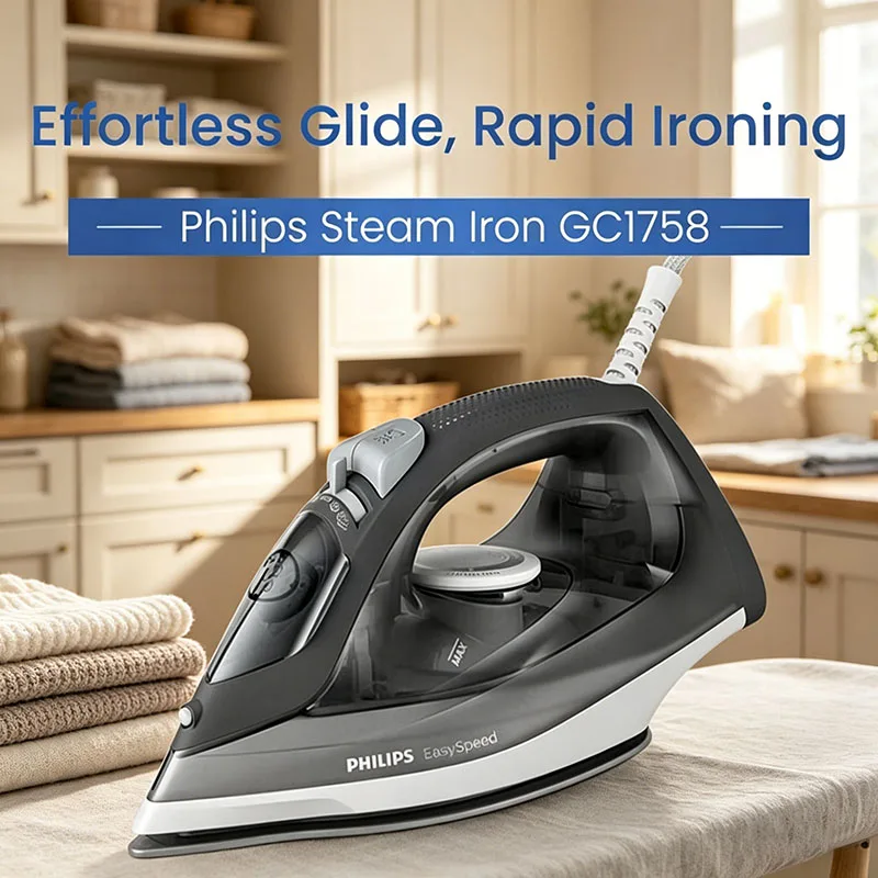 

Philips GC1758/88 Steam Iron Intelligent Power-Off Ceramic Non-Stick Soleplate 200Ml Large Tank Iron Without Dead Corners