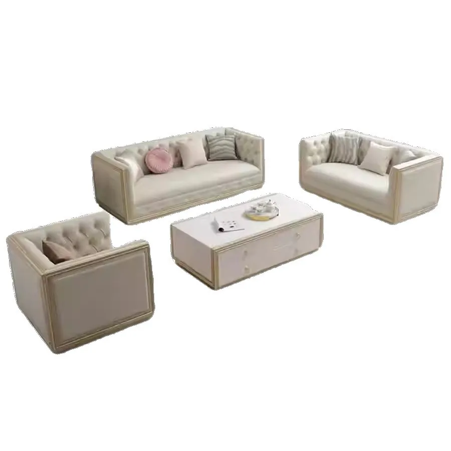 

American light luxury solid wood sofa romantic retro La Rochelle solid wood carving flower sofa high-end villa sofa combination