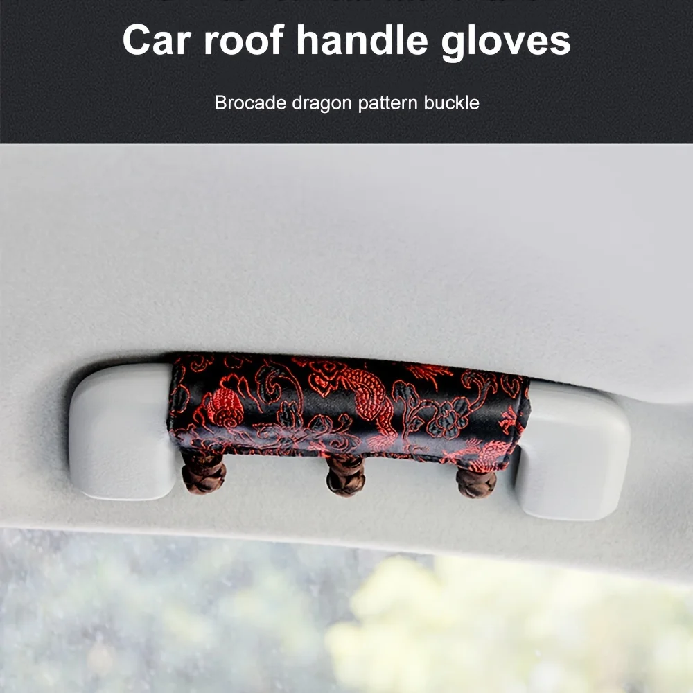 

Car Decoration Universal Roof Gloves Dragon Pattern Door Frame Personalized Retro Disc Button Car Armrest Handle Cover