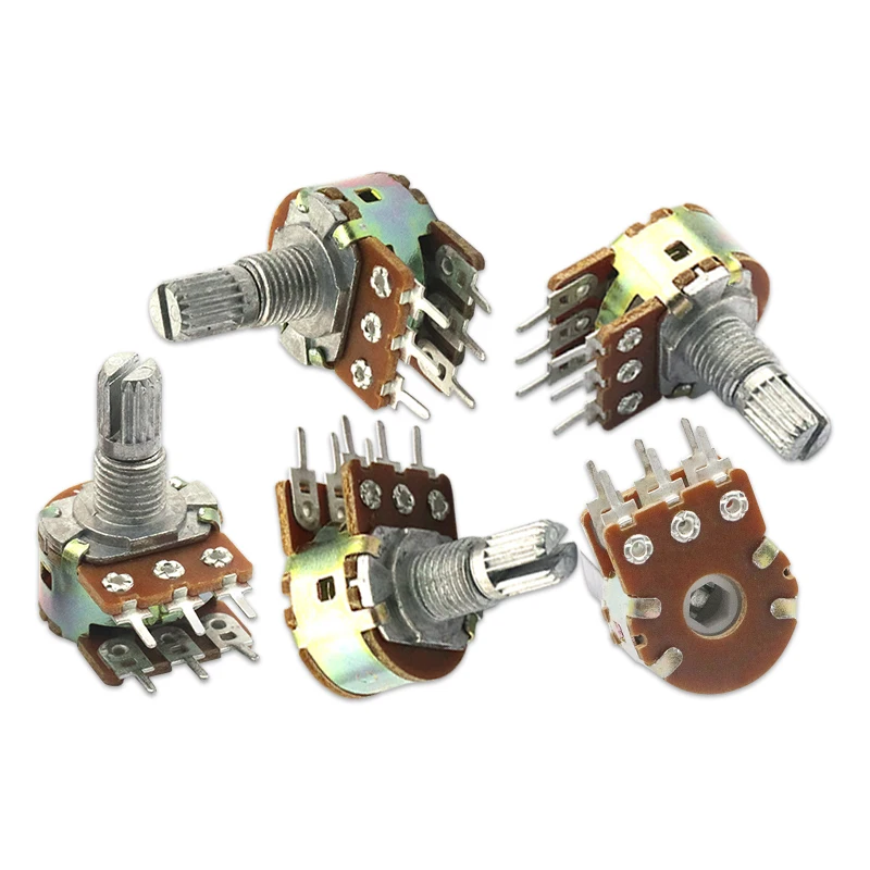 5Pack 2K 5K 10K 20K 50K 100K 500K 6Pin 15mm Potencjometr WH148 Podwójny liniowy potencjometr obrotowy stożkowy — zdjęcie 5