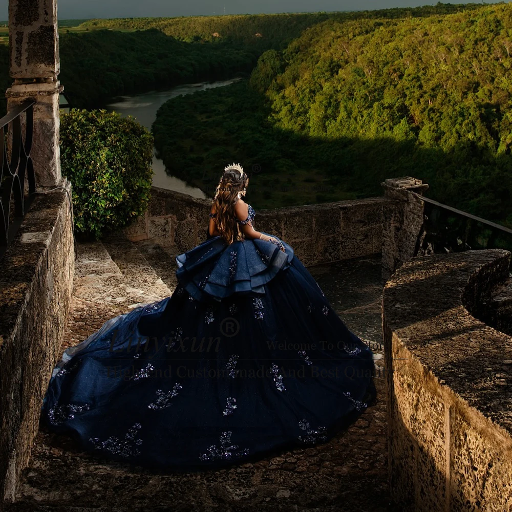 Magnifiques robes de Quinceanera en cristal, robes de bal à paillettes pour filles, fête d'anniversaire, douce 16, personnalisées, épaules dénudées, robe de cérémonie
