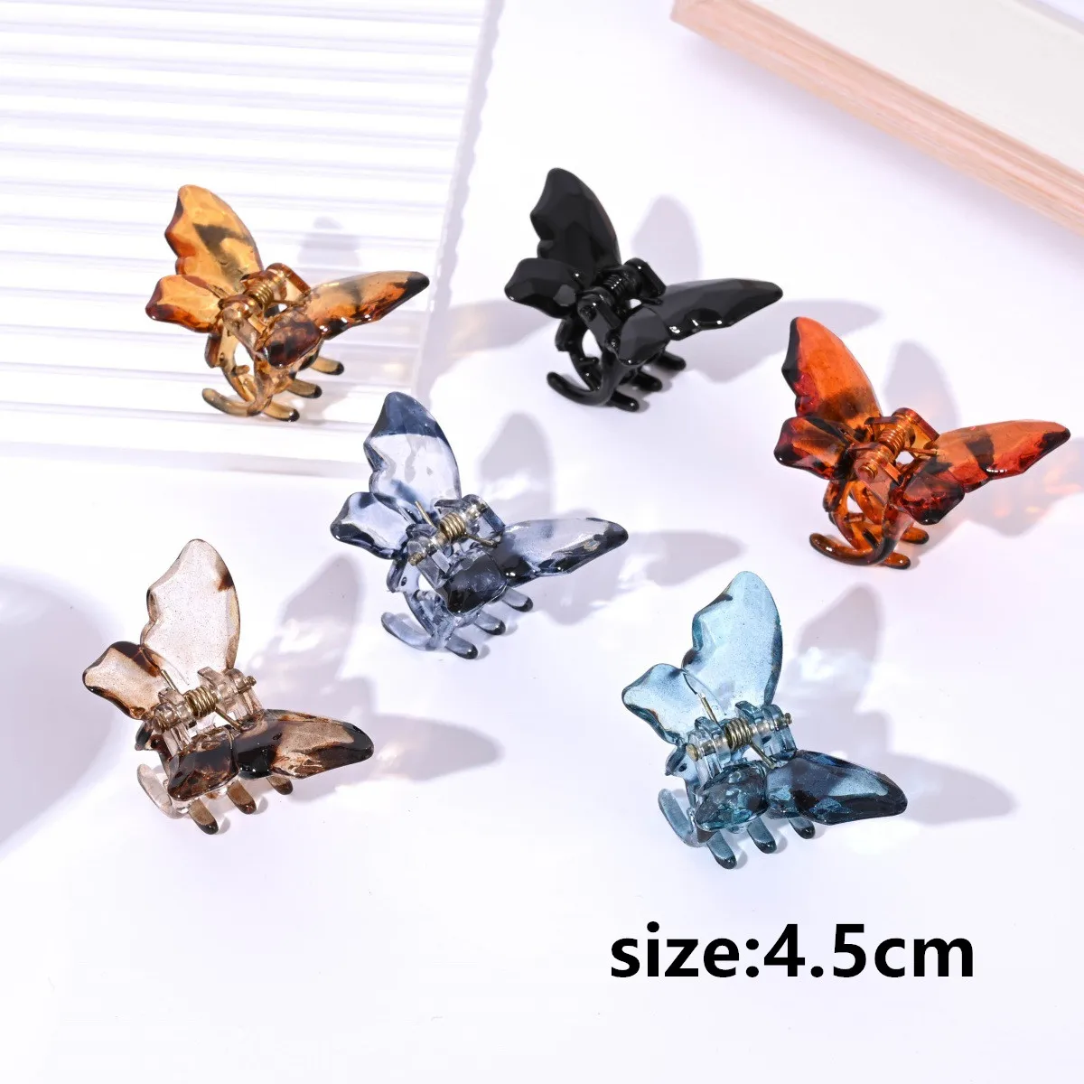 6Pcs Sweet Colorful Leopard Shiny Small Butterfly Hair Claw Clip Hairpin Side Clamp Barrettes Hair Accessory For Women Girl Gift