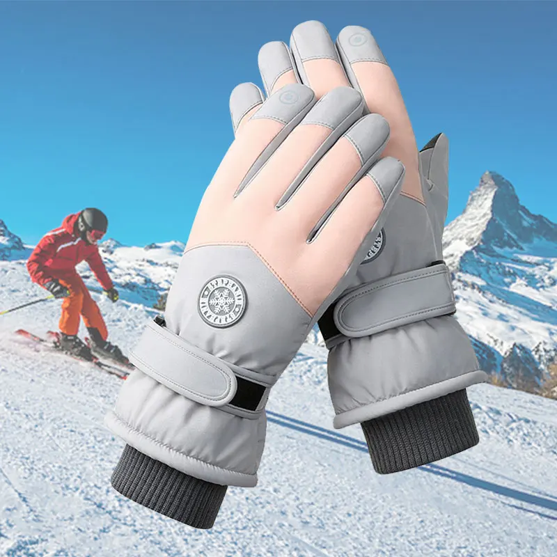 Winter Sport Skiing Gloves for Men and Women, Cycling Gloves, Plushs, Thickening, Prevent Cold, Warmth for Full Finger