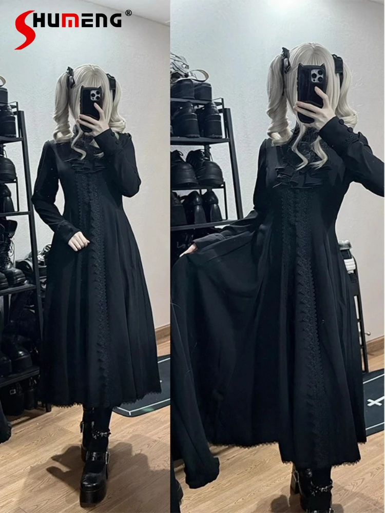

Halloween Cos Dress Autumn New Girls Sweet Cool Subculture Dark Gothic Lolita Long Sleeve Dress Women's Slim Fit Long Dress 2025