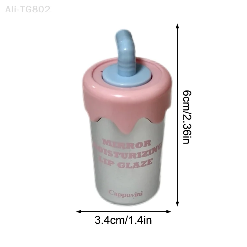 Cappuvini Mini Cute Straw Cup Shaped Moisturizing Lip Gloss 1Pc Clear Long-Lasting Water Lip Glaze Easy Coloring Lipstick