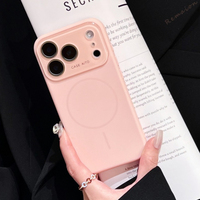 New Liquid Silicone Big Window Phone Case For iPhone 12 13 16 17 Pro Max Air 16Pro 17Pro Magsafe Official Soft Protector Cover