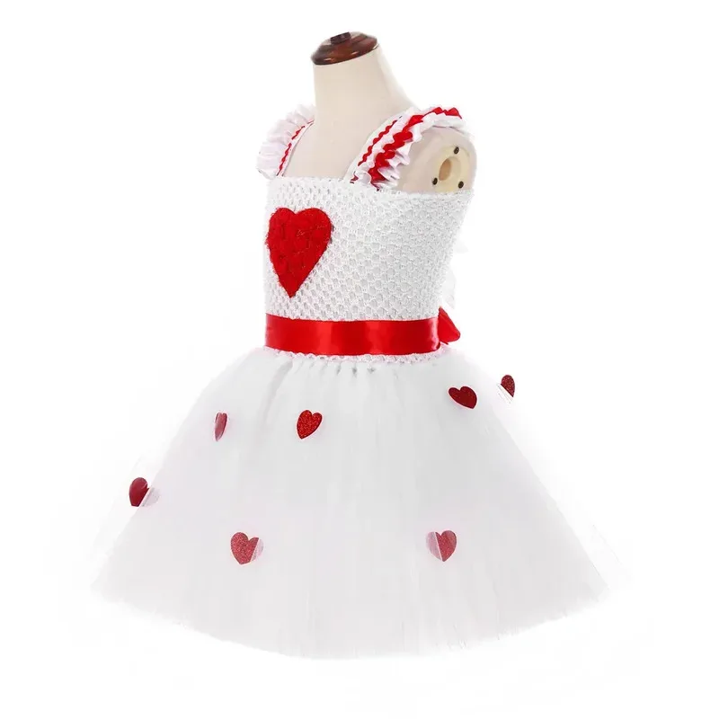 dd54Toddler Baby Girls Valentine’s Day Princess Dress Sweet Love Heart Tutu Dresses Kids Valentines Wedding Birthday Party Costu