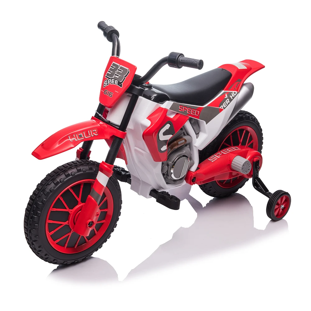 Motocicletta giocattolo per bambini 12V, bici giocattolo con motore elettrico con ruote da allenamento per bambini 3-6, verde