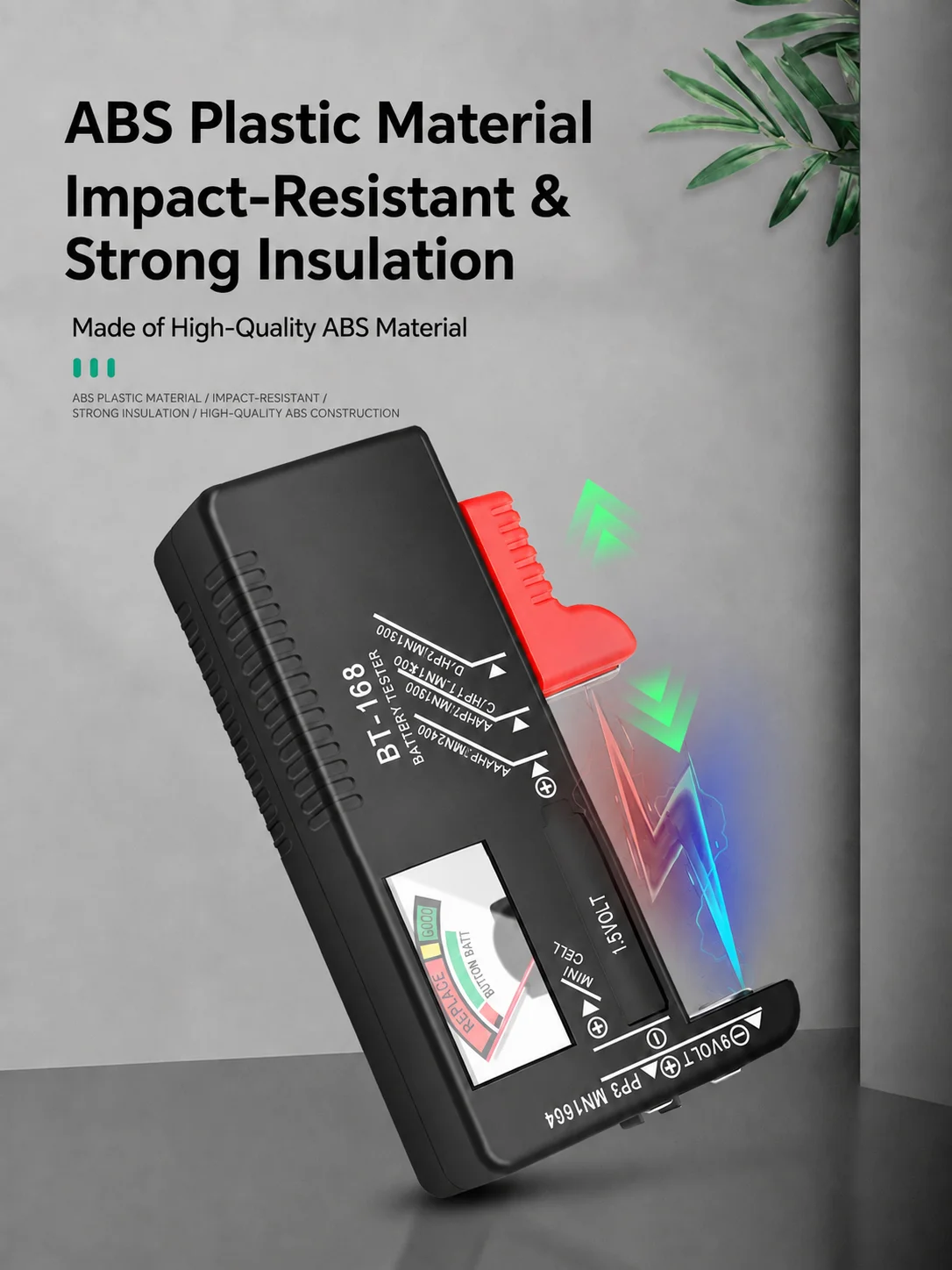 Universeller digitaler Batterietester für AA, AAA, C, D, 9V, PP3, 6F22, R03, LR14, R20 Batterien, Spannungsmesser mit LCD-Display – Detail 11