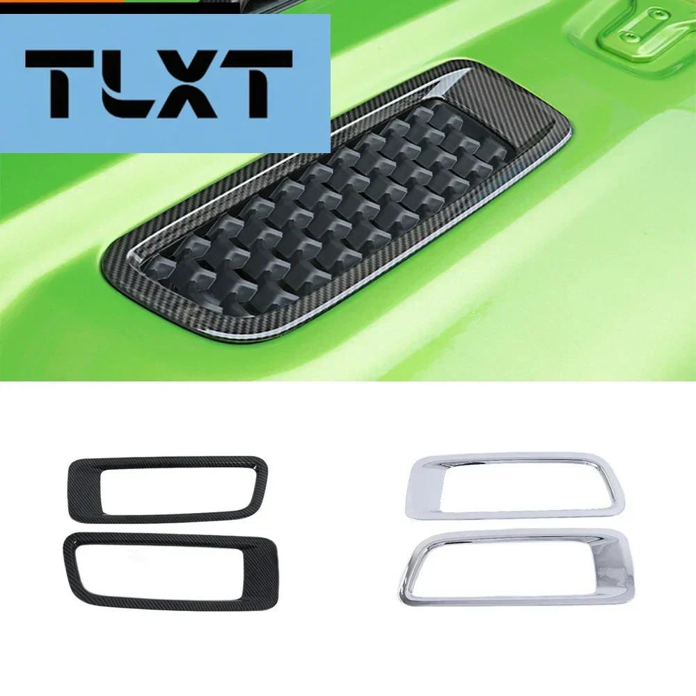 

Carbon Chrome Look Trim Car Hood Vent Air Intake Sticker Cover Protector Garnish For Jeep Wrangler JL Gladiator JT 2018-2021