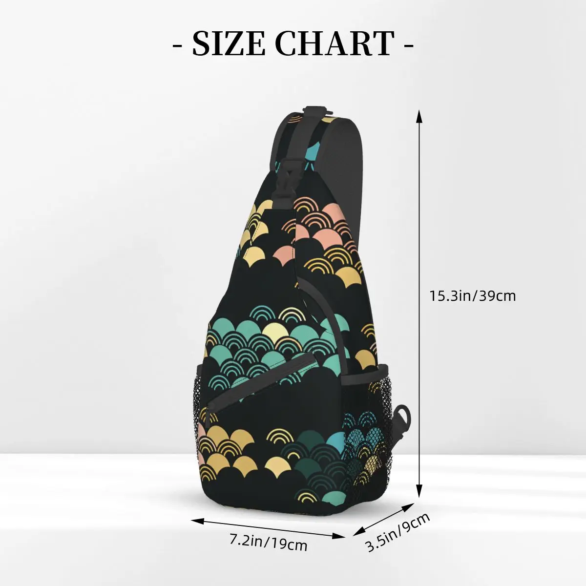 Japanese Pattern With Clouds Waves Crossbody Chest Bags Japanese Style Pockets Travel Pack Messenger Sports Teens Shoulder Bag