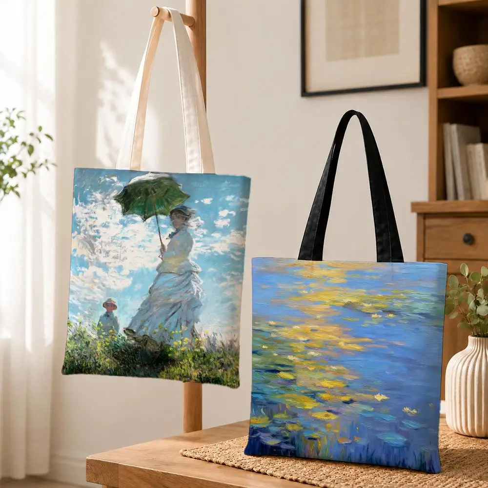 Impressionist Artist Claude Monet Storage Bags Canvas tote bag suitable for work school daily commuting and other occasions