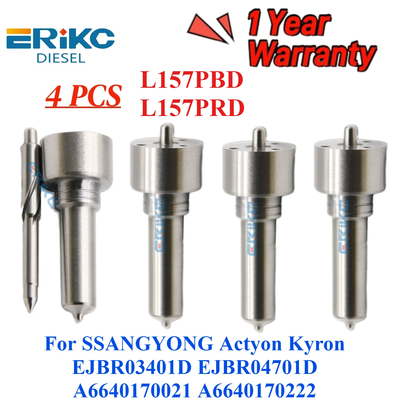 4PCS Injector Nozzle L157PBD L157PRD for SSANGYONG Actyon Kyron EJBR03401D EJBR04701D A6640170021 A6640170222