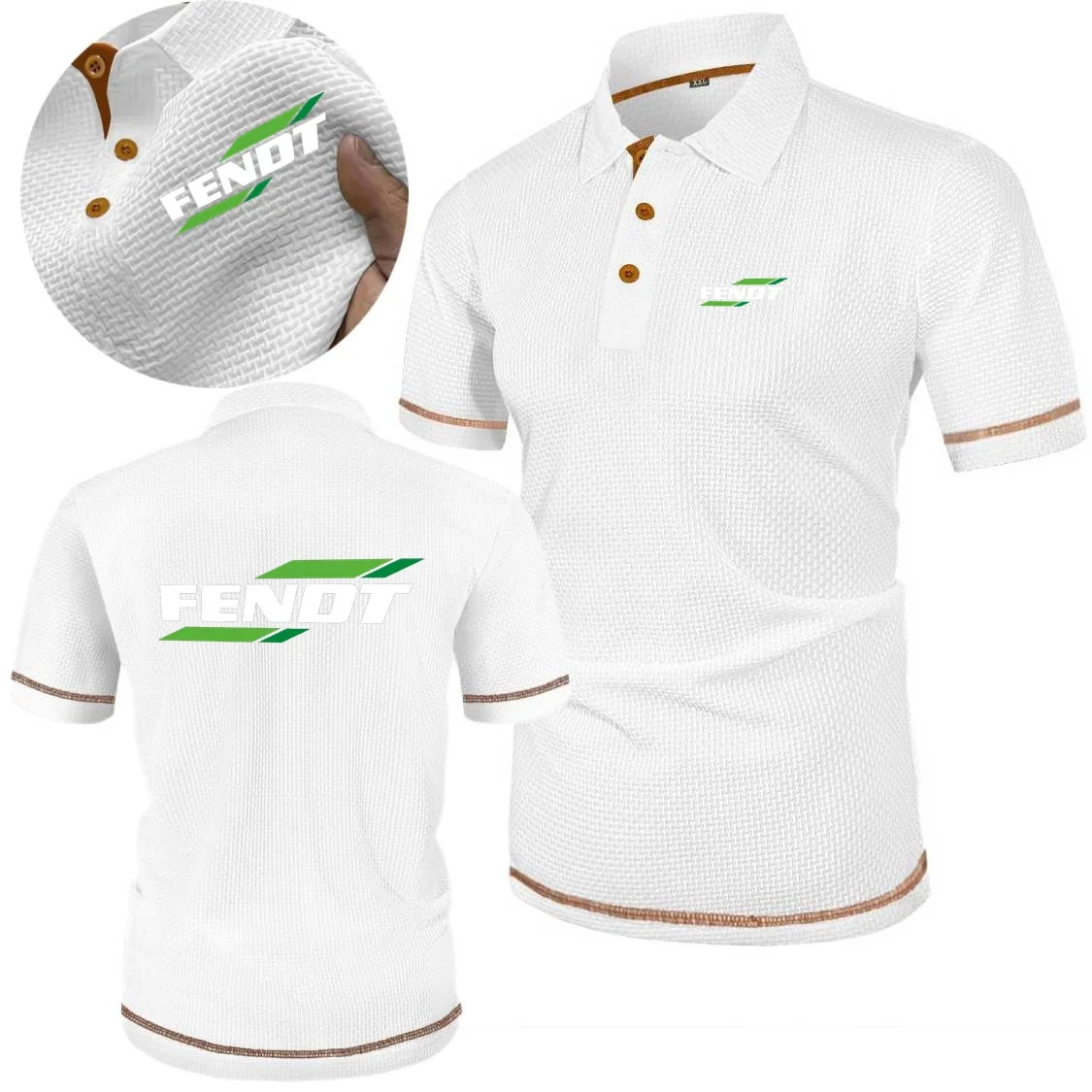 Mens Polo Shirts Tractor FENDT Lapel Tshirt Summer Ice Silk Jacquard Tops New Youth Gym Workout Fitness Runing Sports POLOS