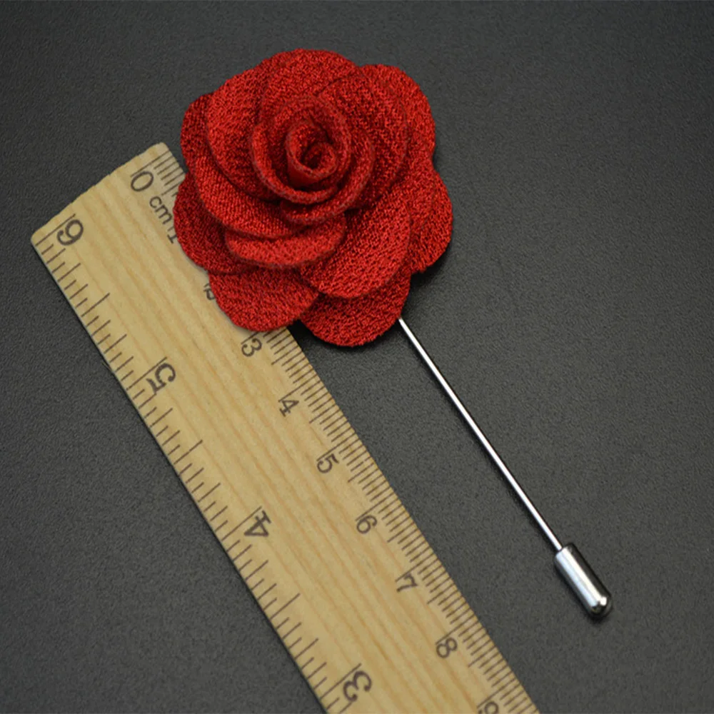 Handmade Brooches Floral Lapel Pin for Men Suit Long Neddle Fabric Flower Pins for Wedding Prom Women\'s Clothing Accessories