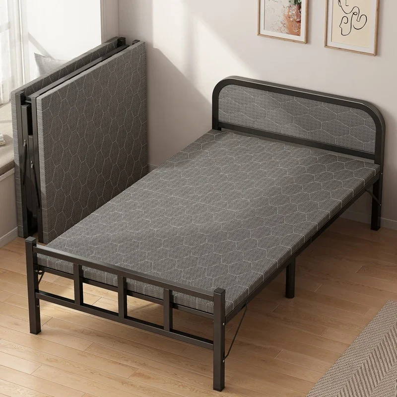 Wholesale Single Bed Folding Bed 1 Meter 2 Hard Board Modern Design Good Quality for School Dormitory Bedroom Hotel Use