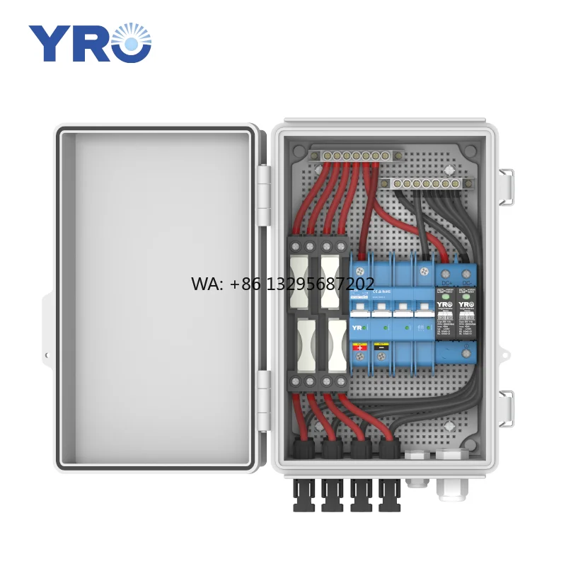 

YRO PV Combiner Box 4 String 1000V 4in 1out IP65 Junction Box with DC Circuit Breaker Surge Protection Fuse