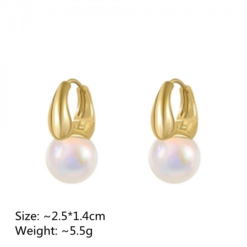 Cute Korean Imitation Pearl Earrings for Women Gold Color U Shape Dangle Earrings Ear Clasp Fashion Wedding Jewelry 2026 New