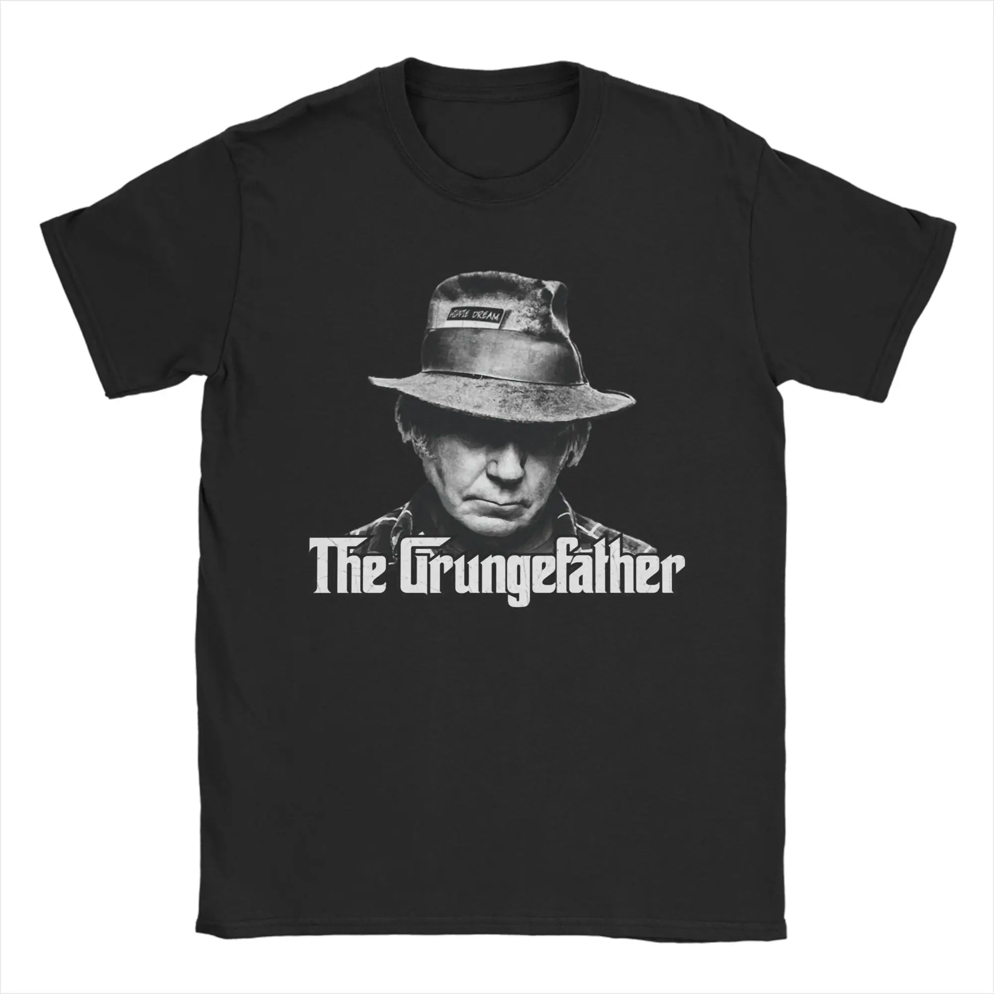 Men T-Shirt Neil Young The Father Of Gru Funny Cotton Tees Short Sleeve  T Shirt Crewneck Tops 4XL 5XL