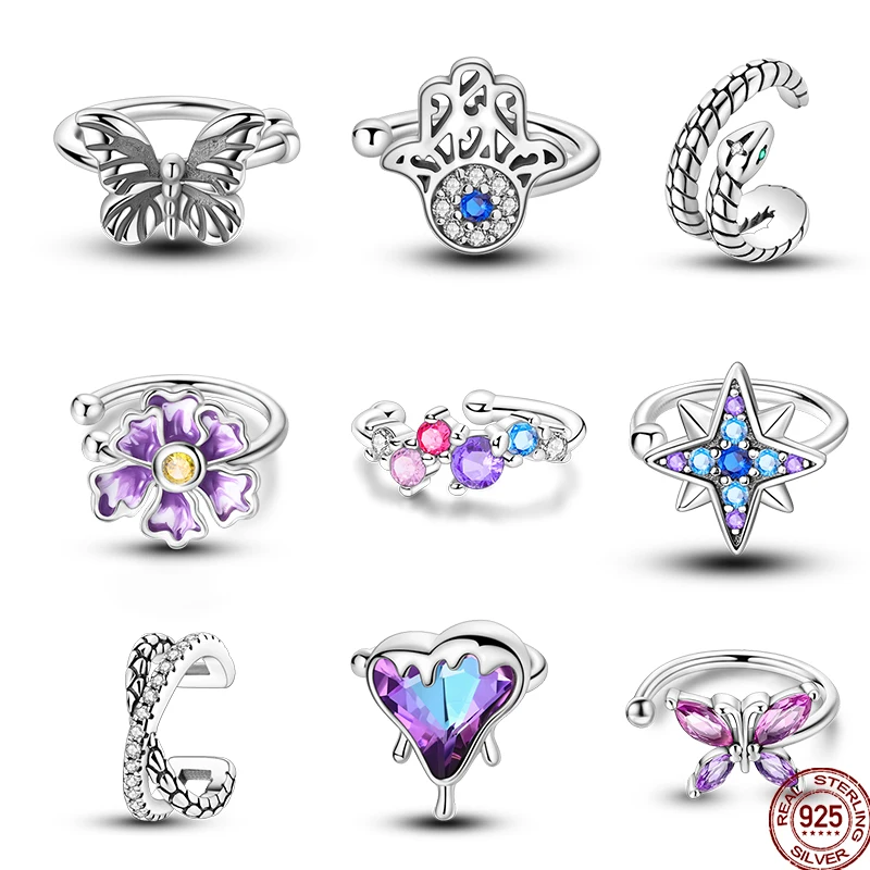 Original 100 % 925 Sterling Silber Clip Ohrringe Statement Zubehör Ohrclip für Frauen Unisex Freund Geburtstag Party Geschenk