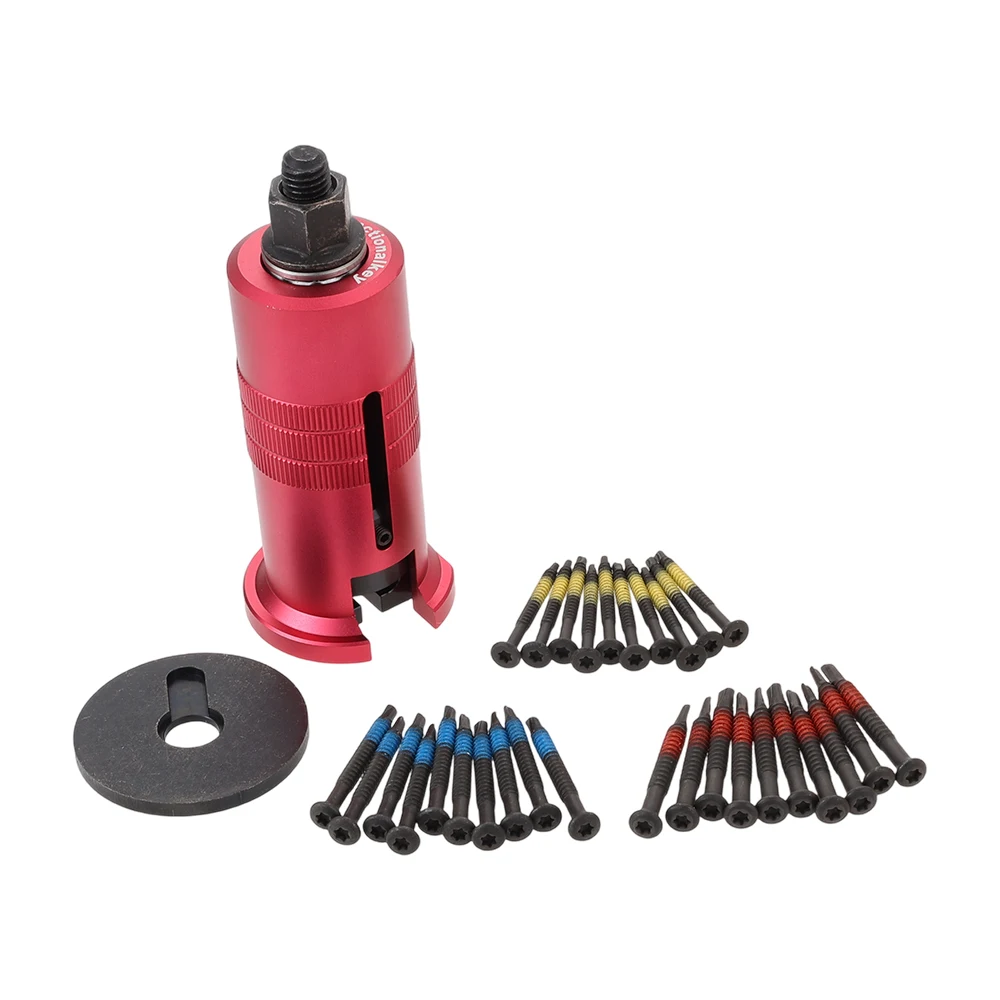Red Stainless Steel Screws Cylinder Extractor with 30pcs Screws Lock Cylinder Puller Nail Professional Locksmith Tool 14cm*5.5cm