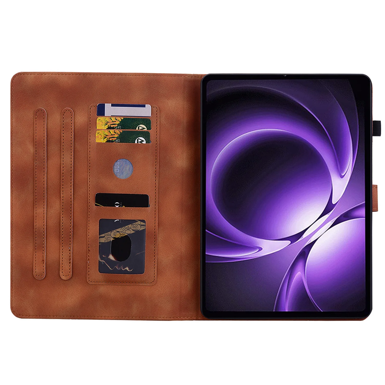 For Xiaomi Pad Mini / Redmi K Pad Case Lily Flower Imprint Card Slots Leather Tablet Cover - Brown