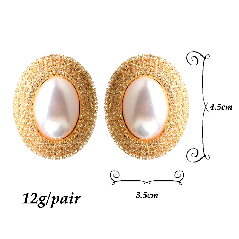 New Arrival Luxury Pearl Crystals Round Drop Earrings High-Quality For Women Fashion Earring Daily Birthday Party Jewelry Gifts