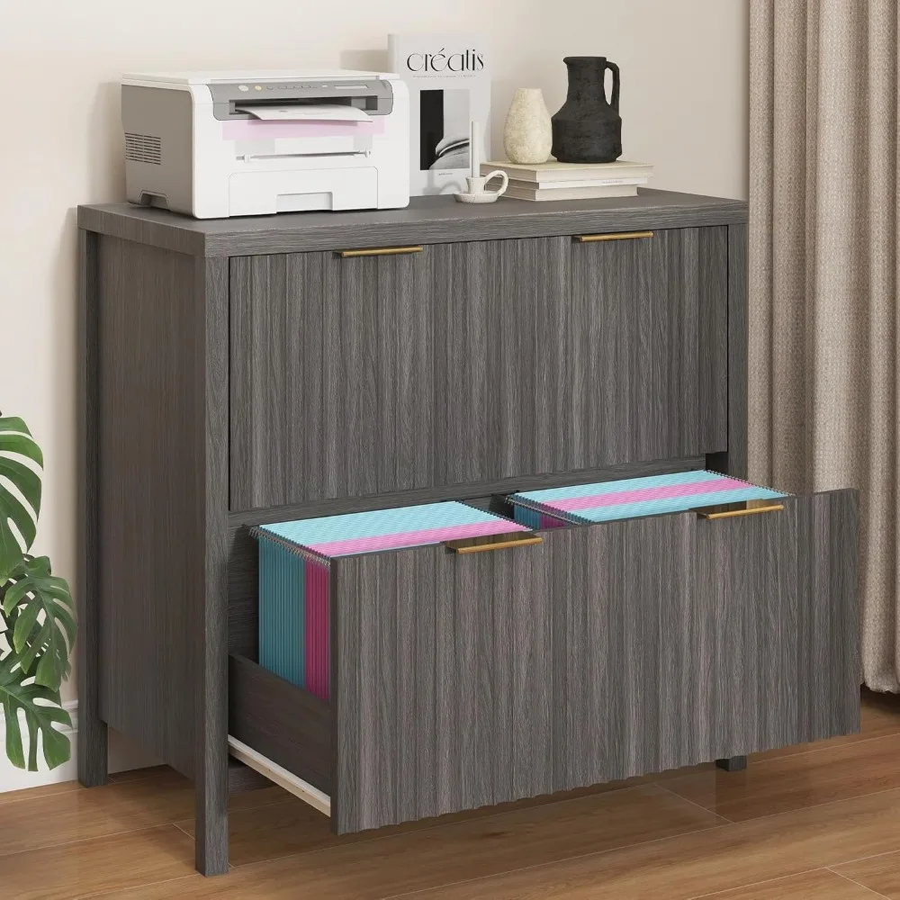 ตู้เก็บเอกสาร 2 ลิ้นชัก, ขาตั้งเครื่องพิมพ์ตู้เก็บเอกสารด้านข้างสําหรับแขวน Letter/A4/Legal ขนาดไฟล์ Fluted ไม้ตู้เก็บของ