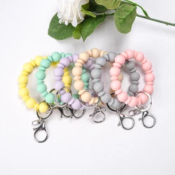 1pcs Silicone Beads Keychain Keyring For Women Wristlet Bracelet Pendant Keychain With Jewelry Accessories