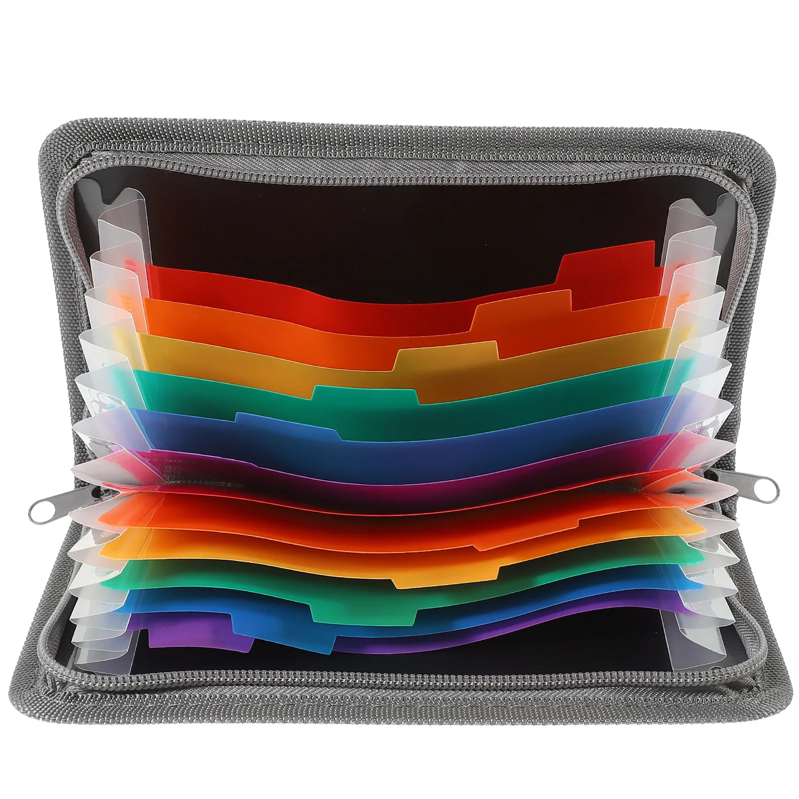 

Mini Accordion Bag Rainbow Edge Zipper File Folder Ticket Organizer Multiple Layers Grey Colorful Inside Plastic Portable